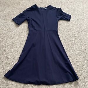 Uniqlo Navy Midi A-Line Short Sleeve Dress